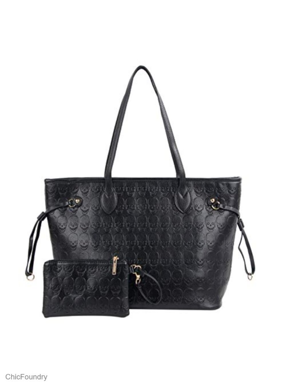 MICOM Devil Skull PU Leather Satchel Top-Handle Handbag with Clutch